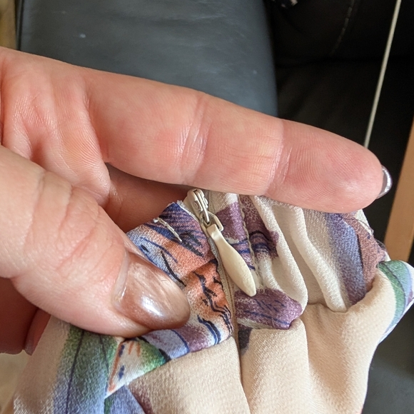 PrettyLittleThing Floral Sheer Wide Leg Pants- Cream Purple Vacation Holiday - Picture 4 of 12